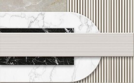 现代风抽象几何大理石拼花电视墙