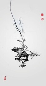 新中式禅意抽象水墨玄关装饰画