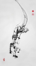 新中式禅意抽象水墨玄关装饰画