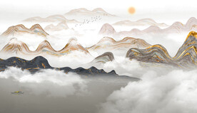 新中式山水意境山水