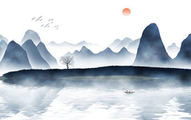 山水电视背景墙