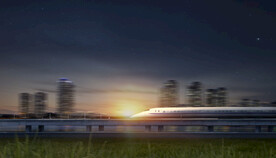 黄昏城市地铁高铁海报