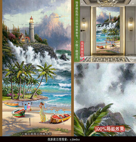海岛椰树山水风景装饰画