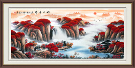 旭日东升山水画