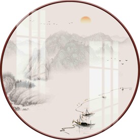 新中式圆形装饰画图片