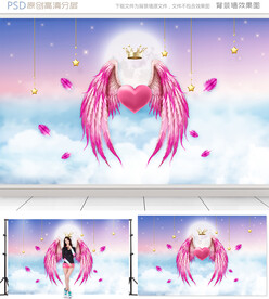 天使翅膀网红背景墙