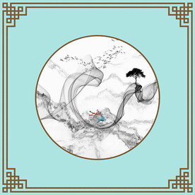 新中式山水风景吊顶