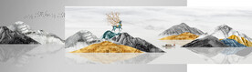 装饰画 帆船 麋鹿 抽象山水画
