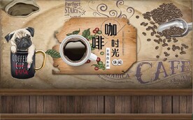 复古怀旧咖啡时光餐饮背景墙壁画