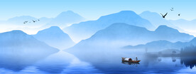 远山近水水墨风景