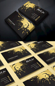 黑色金色喷溅笔刷风格创意名片