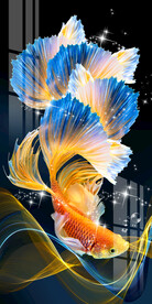 时尚孔雀鱼轻奢玄关背景墙