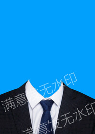 蓝色领带西装 证件照西装 男士