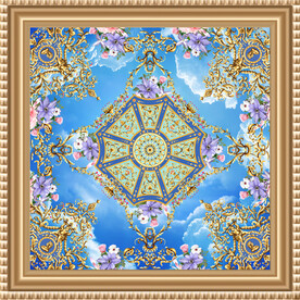 欧式古典蓝天白云天顶壁画