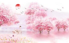 桃花意境背景