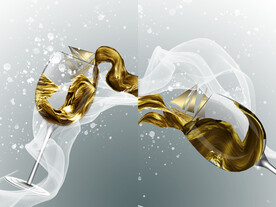 晶瓷画 抽象画 高足酒杯