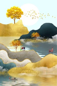 抽象金山麋鹿发财树玄关
