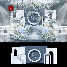 蓝色婚礼背景图片