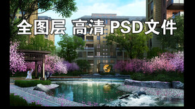 小区樱花水池
