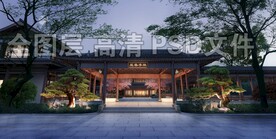 中式庭院夜景