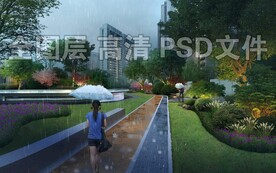 小区雨景