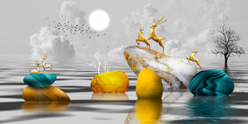 晶瓷画 山水风景 石头