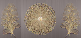 晶瓷画 杏叶 线条花纹