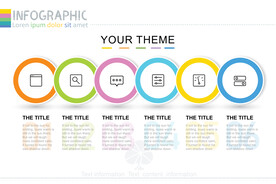 商务PPT六个分项信息图表流程