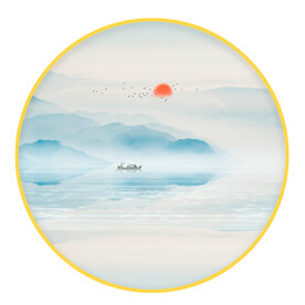 圆形画中式山水画