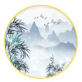 圆形画 中式山水画
