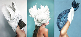 装饰画 晶瓷画 美女 羽毛