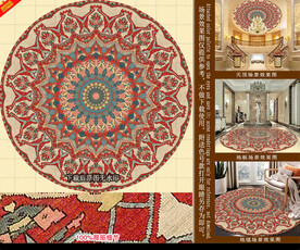 民族风圆形编织地毯地垫装饰图案