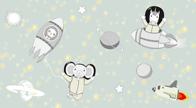 动物宇航员卡通背景墙