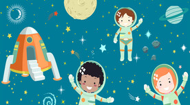 卡通儿童宇航员背景墙