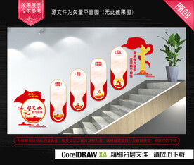 坚定四个自信楼梯文化墙