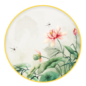 圆形画 荷花