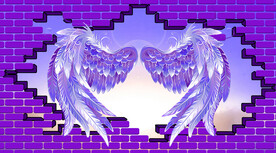 3D立体紫色翅膀背景墙