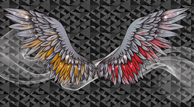 网红黑色翅膀背景墙