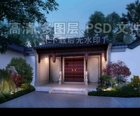 古建大门夜景
