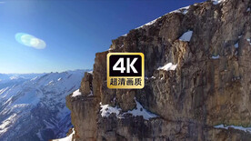 航拍雪山悬崖美景