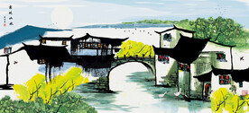 水墨江南山水画