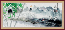 水墨竹子山水画