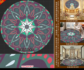 圆形手绘拼花装饰图案