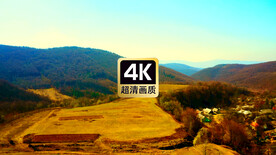 航拍远山村庄美景