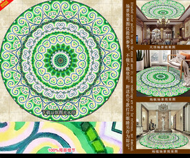 手绘水彩几何拼花地毯装饰图案设