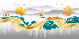 晶瓷画 抽象画 麋鹿