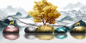 晶瓷画 抽象画 石头