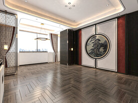 新中式客厅场景沙发空景