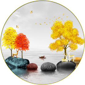 晶瓷画 石头 树