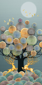 年轮麋鹿玄关装饰画